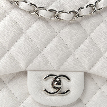 Chanel Caviar Quilted Jumbo Double Flap White 9 of 10