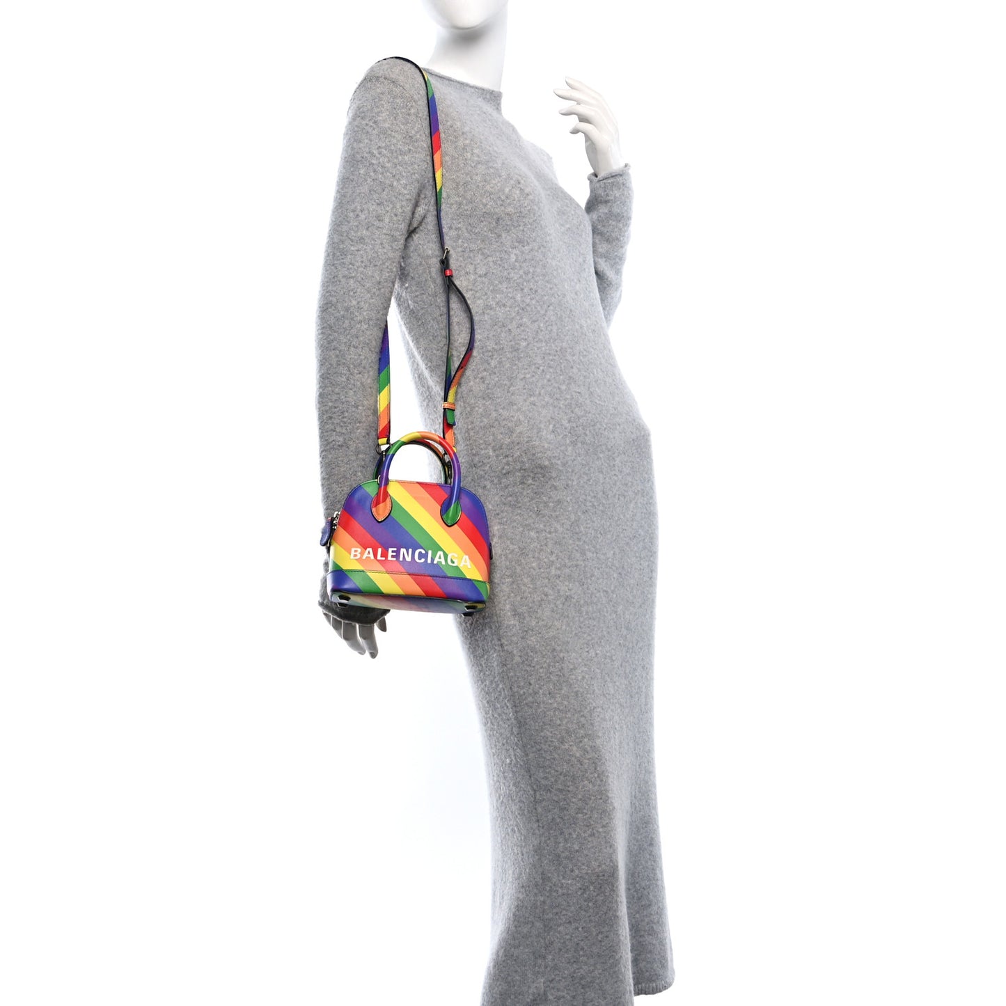 Smooth Calfskin Logo Rainbow XXS Ville Top Handle Bag Multicolor