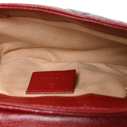 Gucci Vintage Effect Calfskin Matelasse Diagonal Super Mini Torchon GG Marmont Shoulder Bag Black Romantic Cherry 5 of 10
