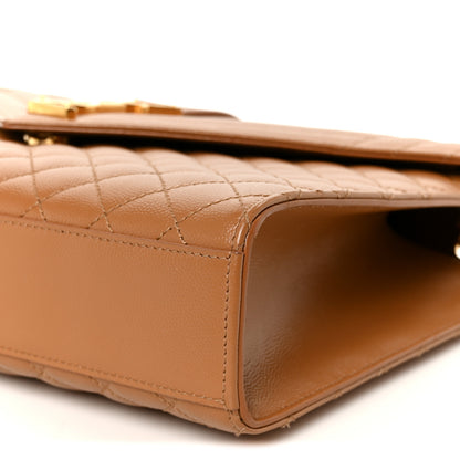 Saint Laurent Grain De Poudre Textured Mixed Matelasse Triquilt Large Monogram Satchel Naturel 11 of 11