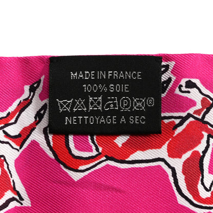 Hermes Silk Chevaux En Liberte Twilly Rose Indien Rouge White 3 of 5