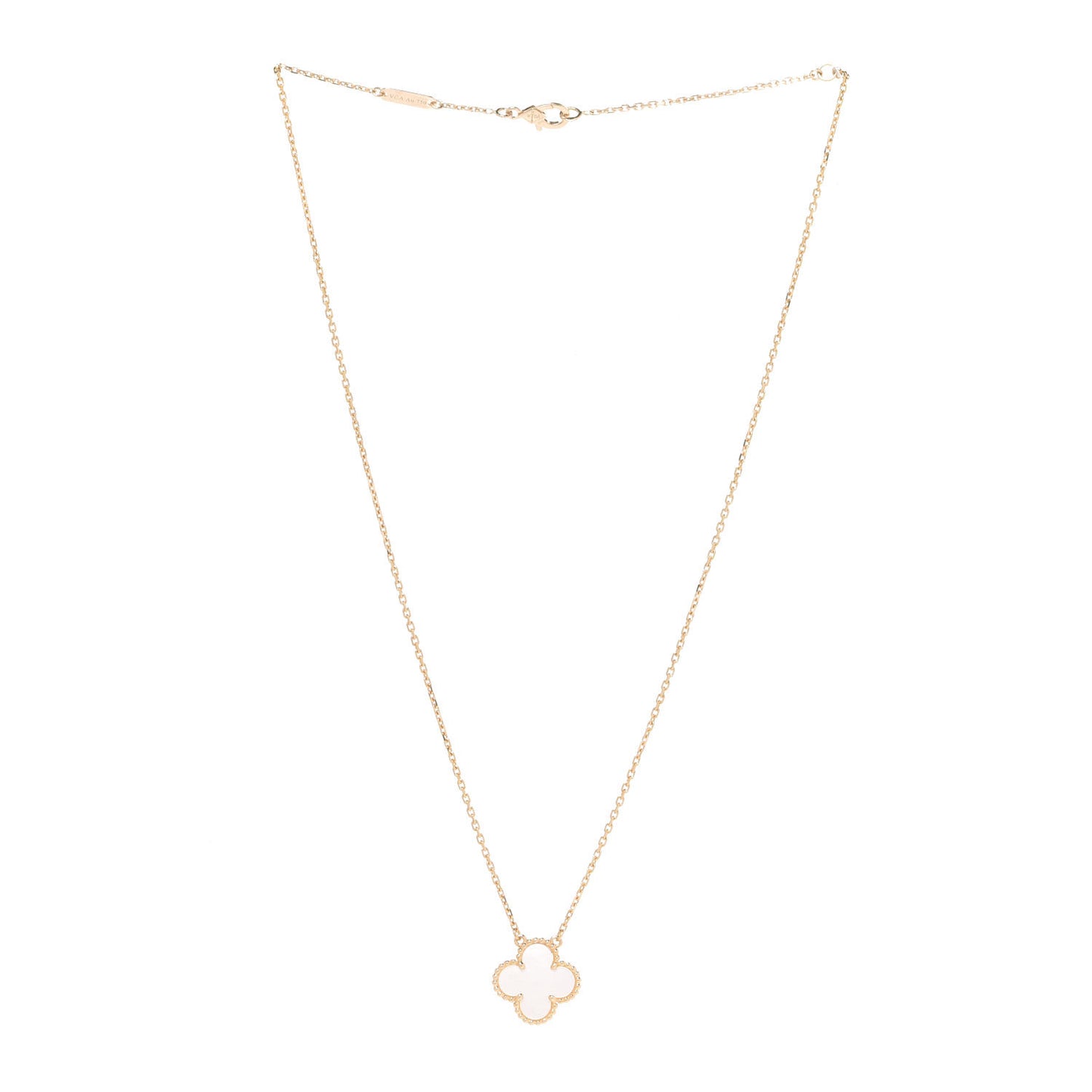 18K Yellow Gold Mother of Pearl Vintage Alhambra Pendant Necklace