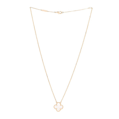 Van Cleef & Arpels 18K Yellow Gold Mother of Pearl Vintage Alhambra Pendant Necklace 3 of 6