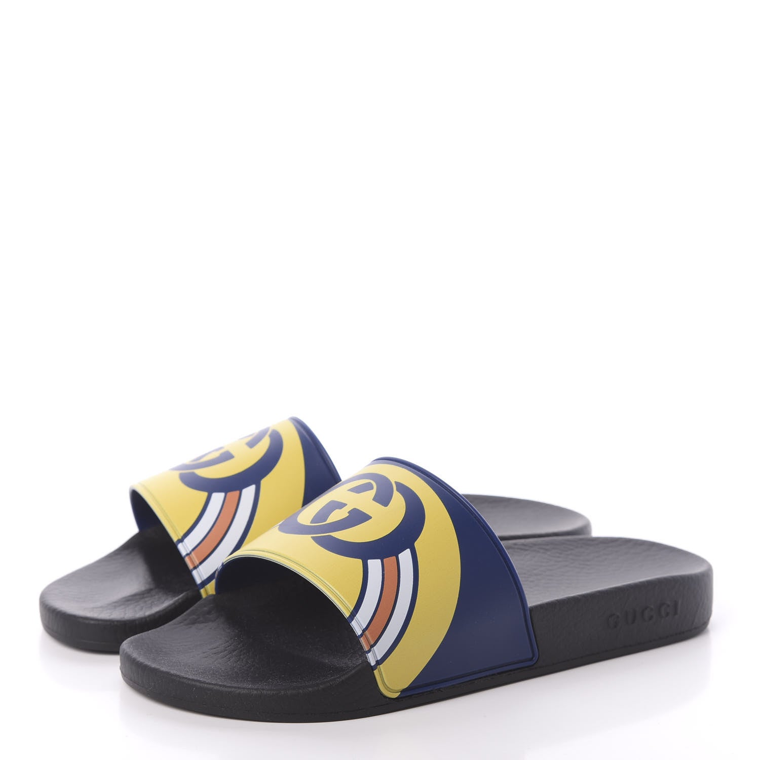 Gucci Rubber GG Rainbow Mens Pursuit Pool Slide Sandals 6 Electric Blue Multicolor 3 of 6