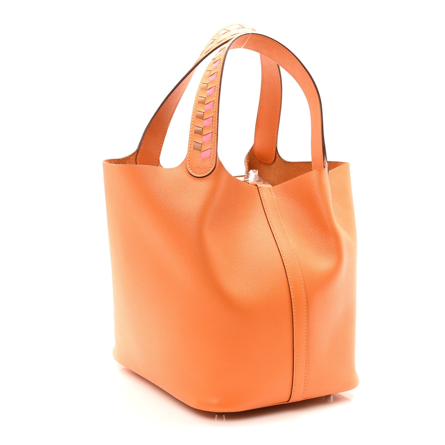 Epsom Tressage De Cuir Picotin Lock 22 MM Abricot Rose Azalee Gold