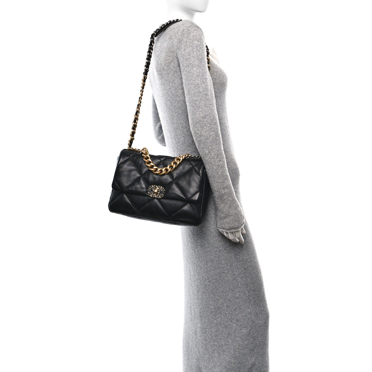 Chanel Lambskin Quilted Large Chanel 19 Flap Black 2 of 10