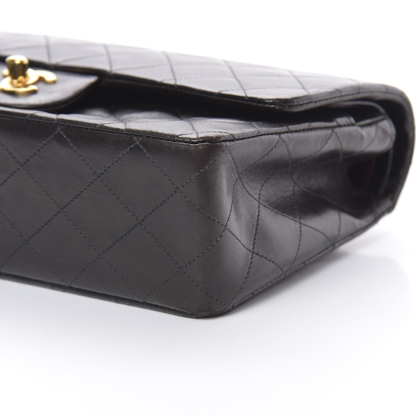 Lambskin Quilted Medium Double Flap Black