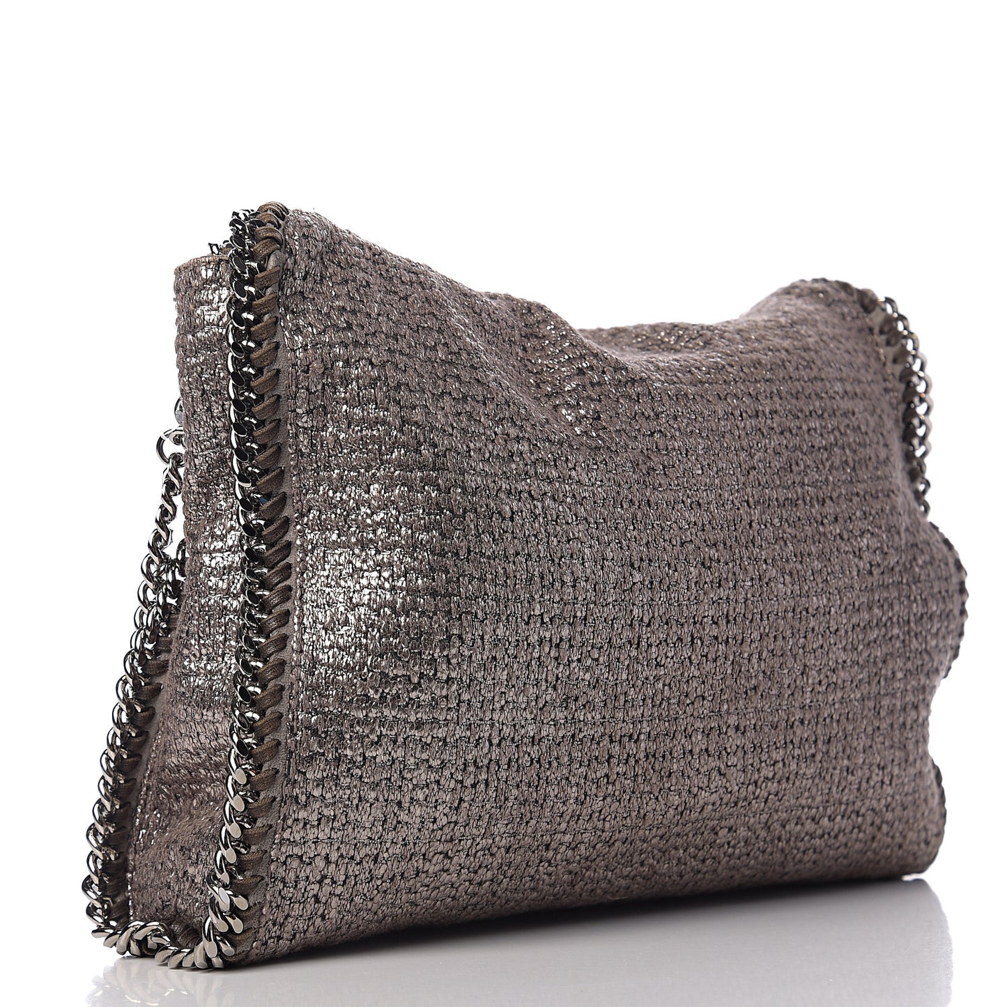Metallic Tricot Falabella Fold Over Tote Grey