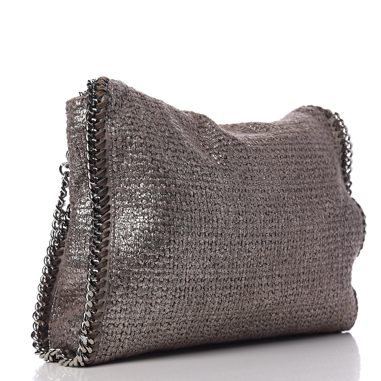 Stella McCartney Metallic Tricot Falabella Fold Over Tote Grey 2 of 8