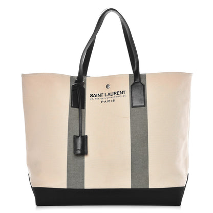 Saint Laurent Canvas Beach Shopping East West Tote Ecru 1 of 9