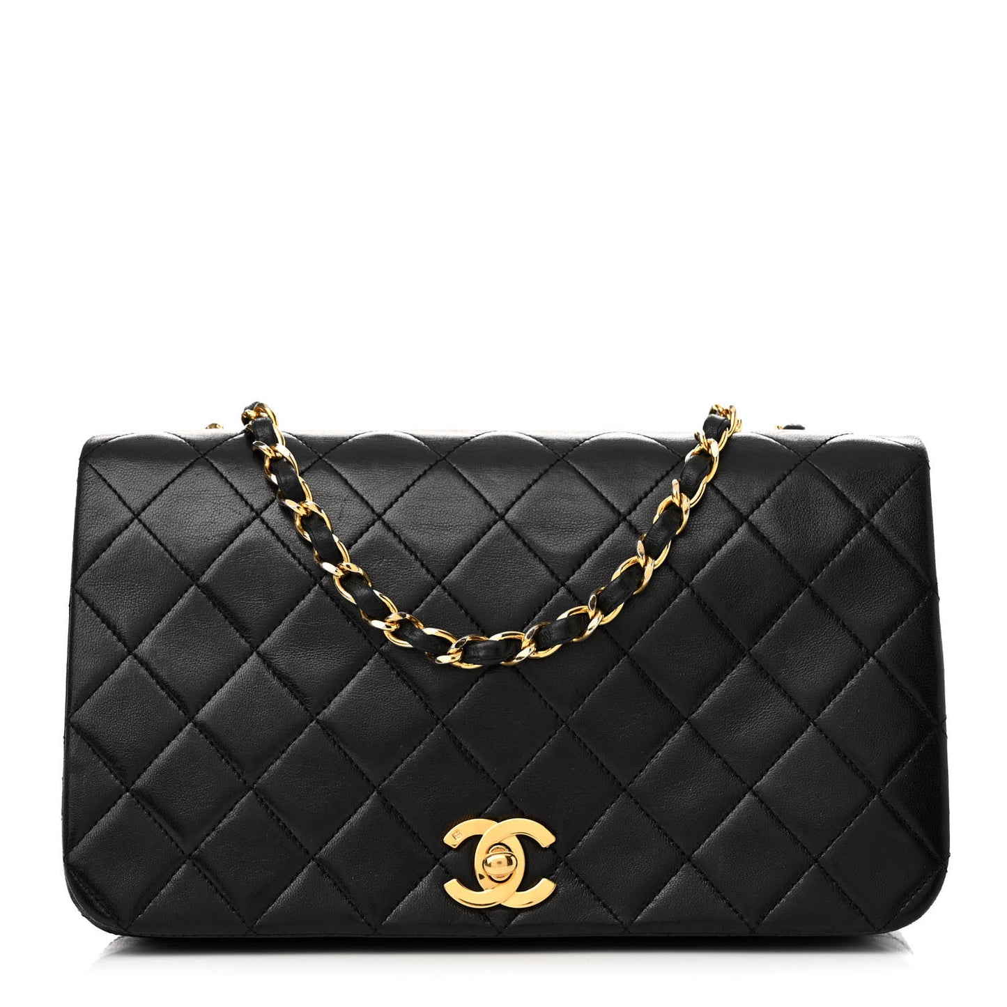 Lambskin Quilted Small Single Flap Black