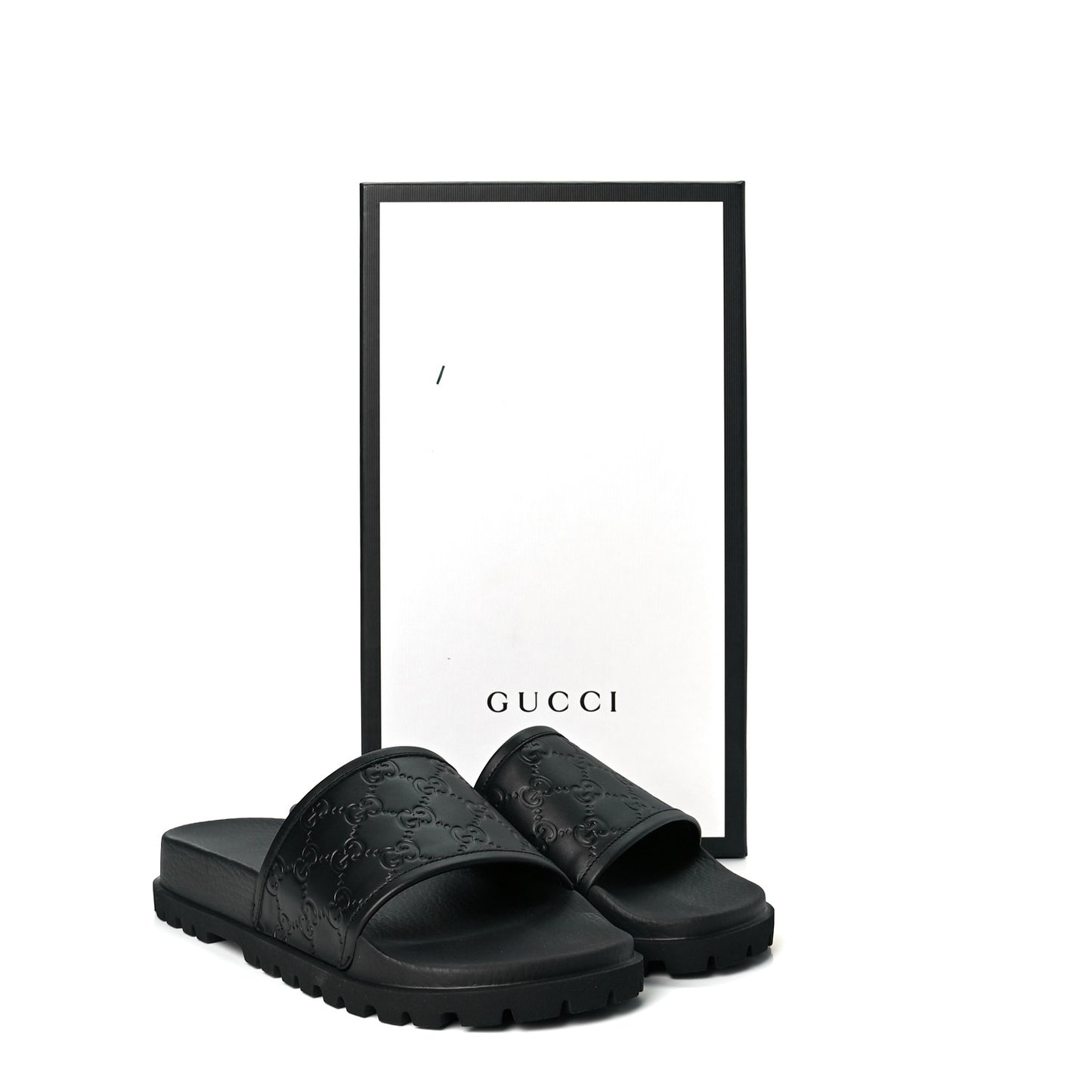Guccissima Mens Lug Sole Slide Sandals 8 Black