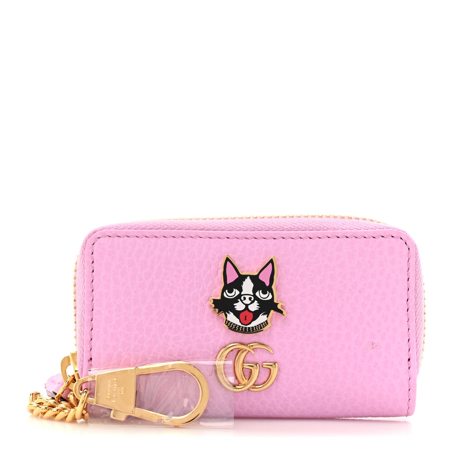 Gucci Dollar Calfskin Bosco Zip Around Key Case Malva 1 of 7