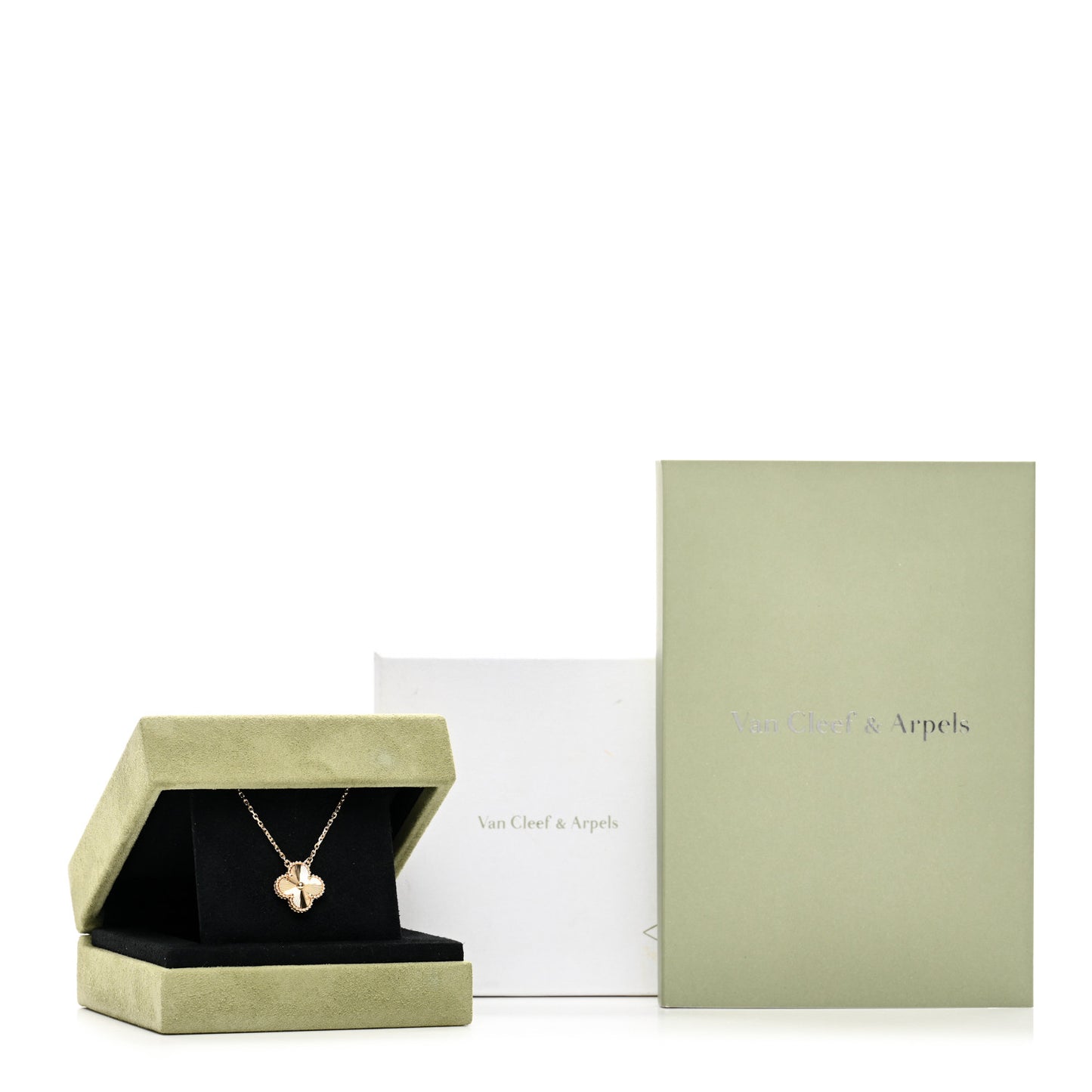 18K Yellow Gold Guilloche Vintage Alhambra Pendant Necklace