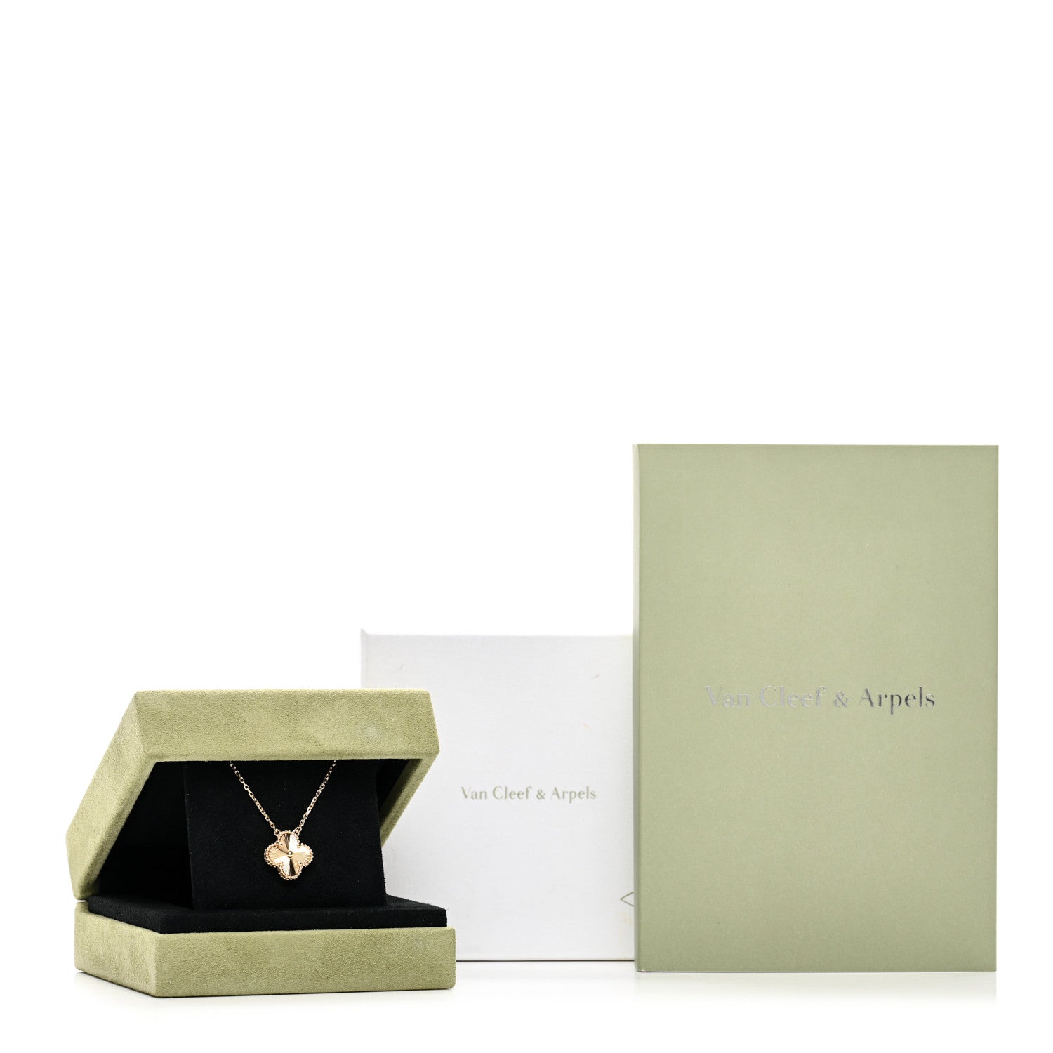 Van Cleef & Arpels 18K Yellow Gold Guilloche Vintage Alhambra Pendant Necklace 6 of 6