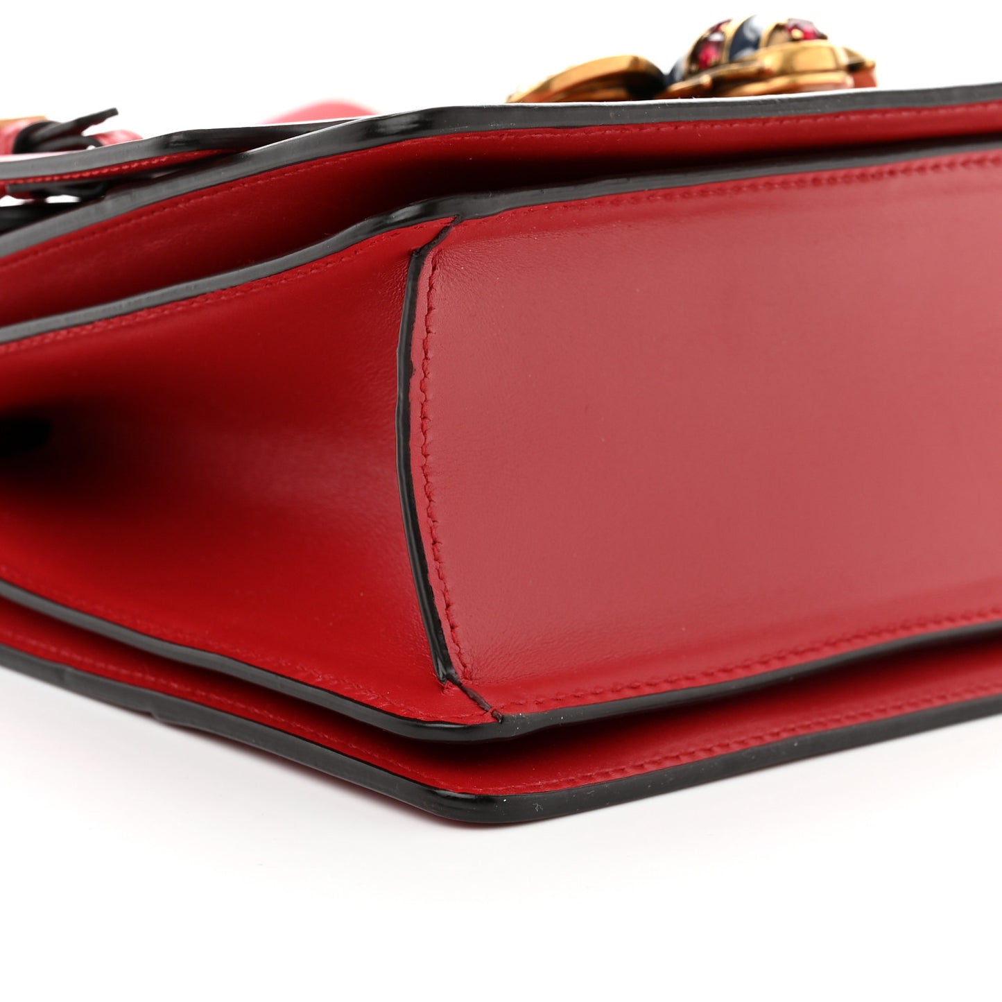 Calfskin Sylvie Web Small Queen Margaret Top Handle Bag Red
