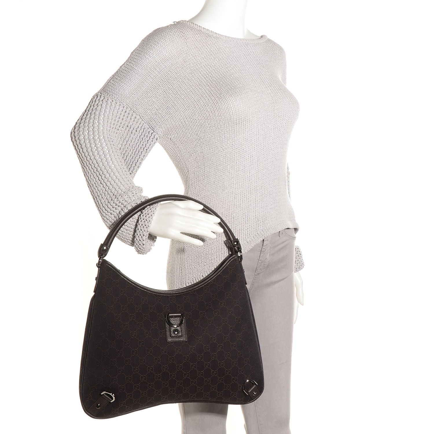 Gucci Monogram Abbey D Ring Hobo Brown 2 of 7