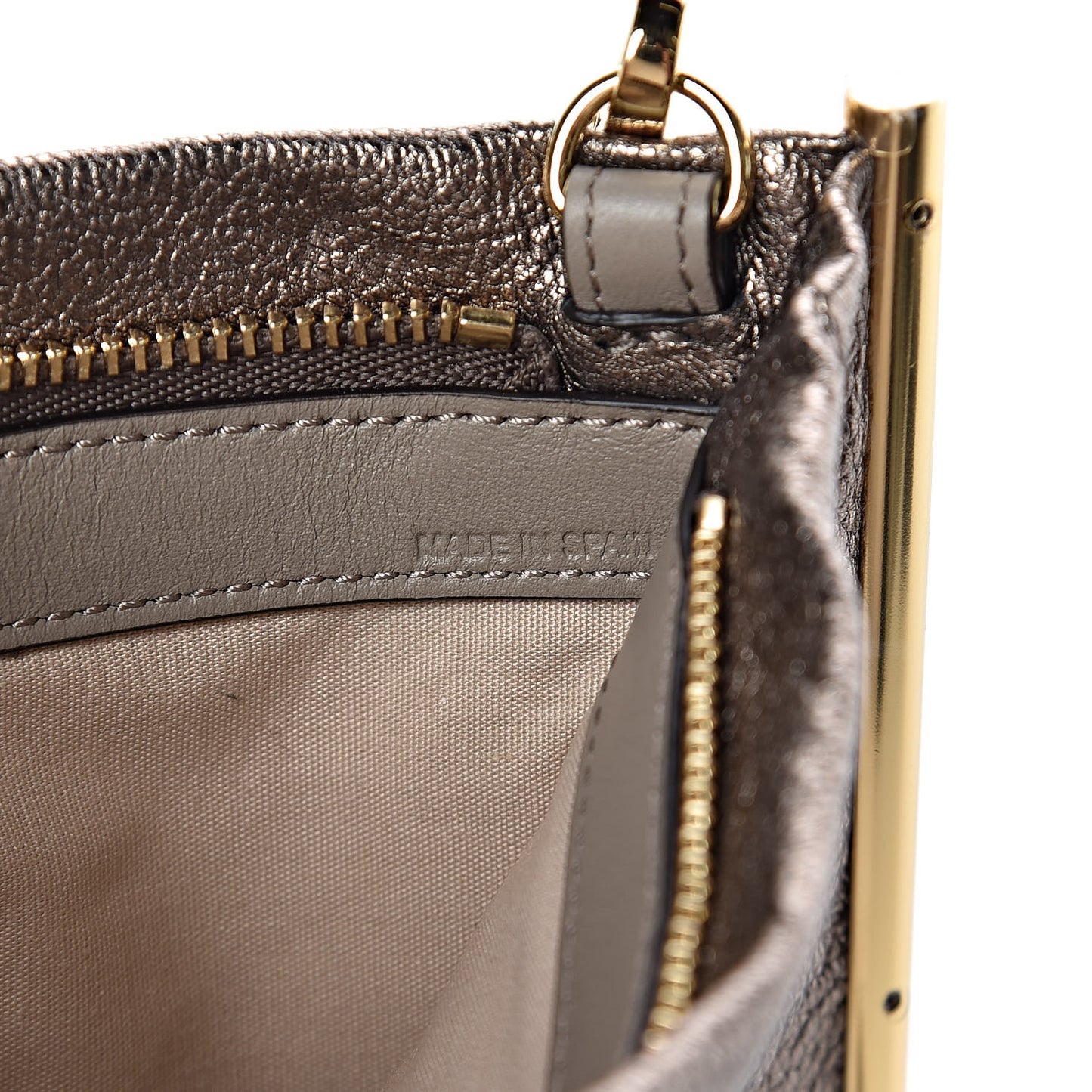 Metallic Calfskin Mini Roy Chain Pouch Gold