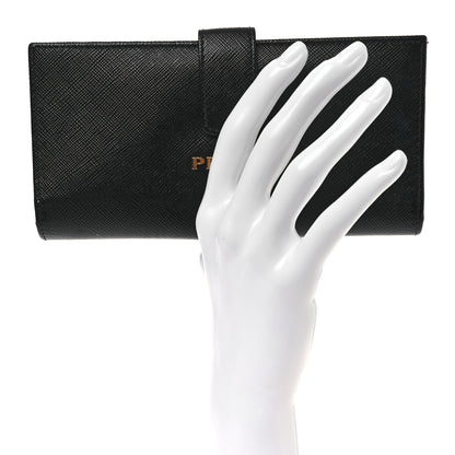 Prada Saffiano Metal Large Wallet Black 2 of 9