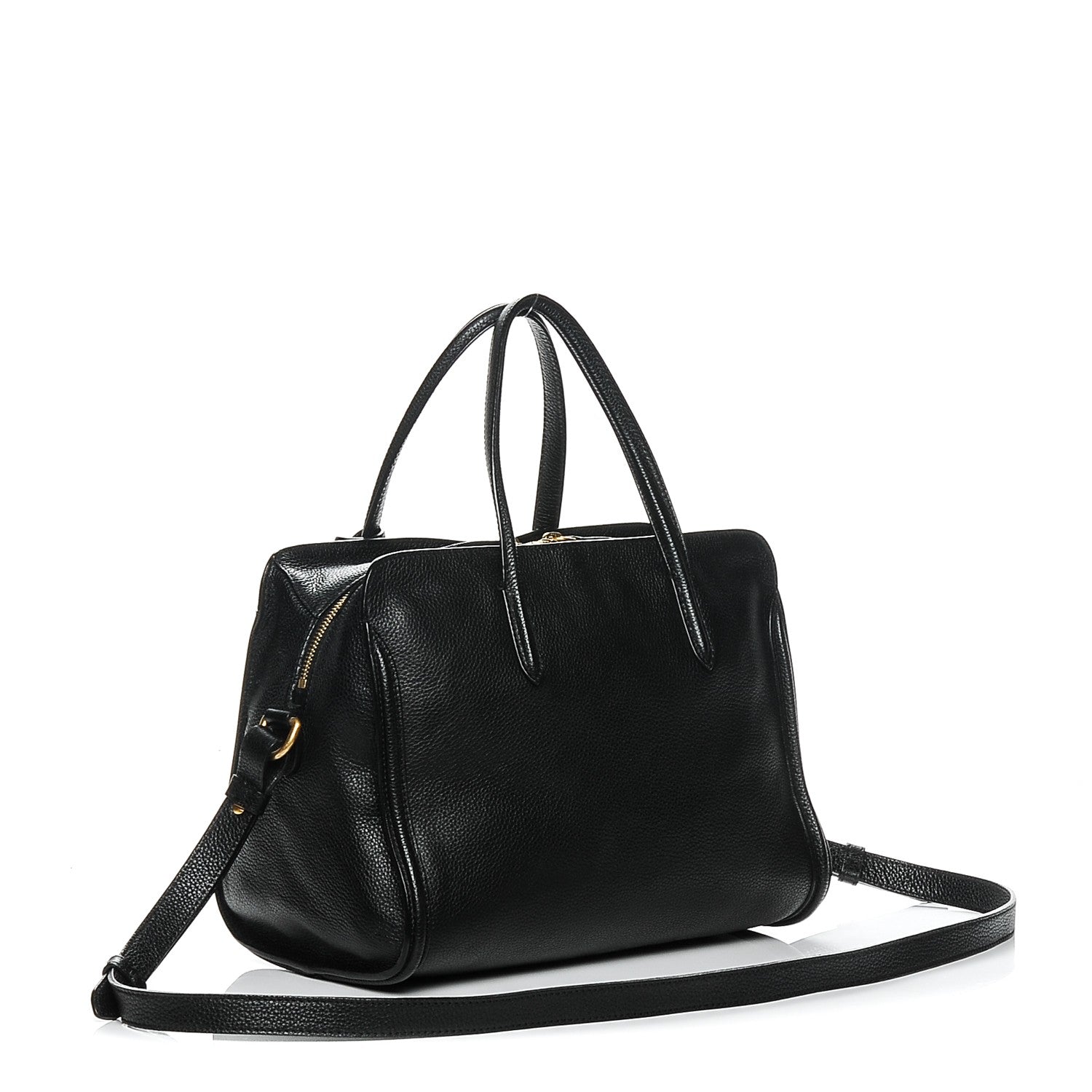 Alexander McQueen Pebbled Calfskin Small Skull Padlock Zip Around Tote Black 3 of 7
