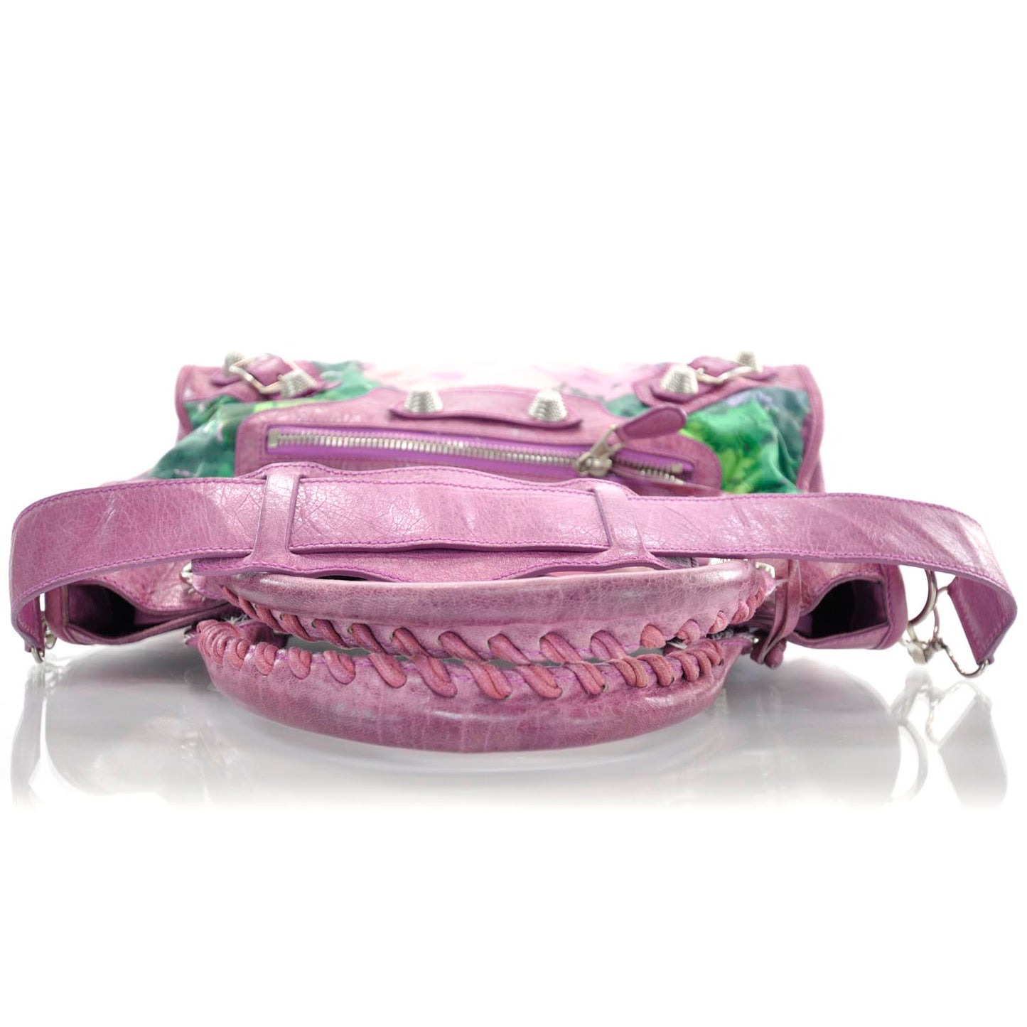Agneau Canvas Floral Giant 21 Silver Hardware City Magenta