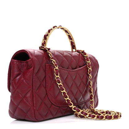 Chanel Lambskin Quilted Small Metal Top Handle Rectangular Flap Burgundy 3 of 10