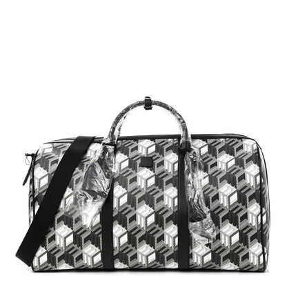 MCM Cubic Monogram Large Traveler Weekender Bag Black White 1 of 8