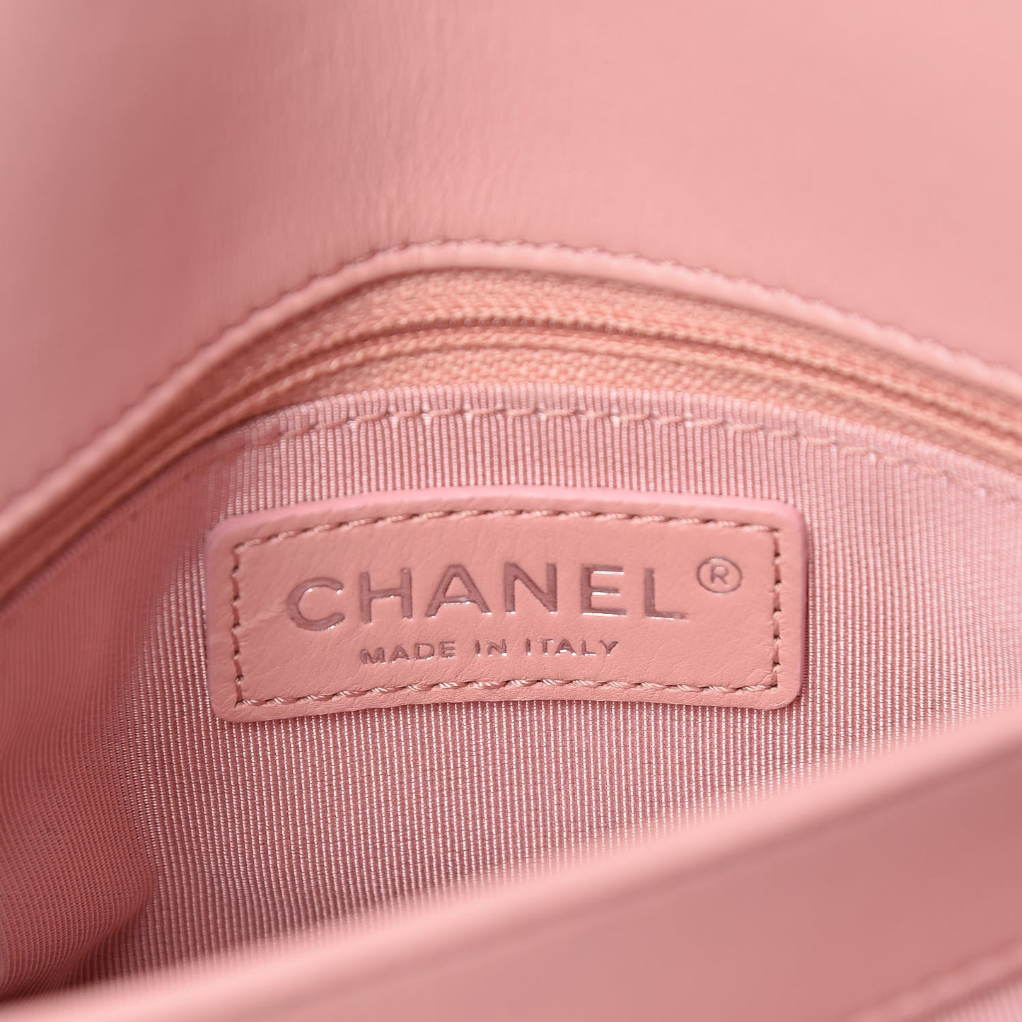 Calfskin Studded Chevron Quilted Flap Pink