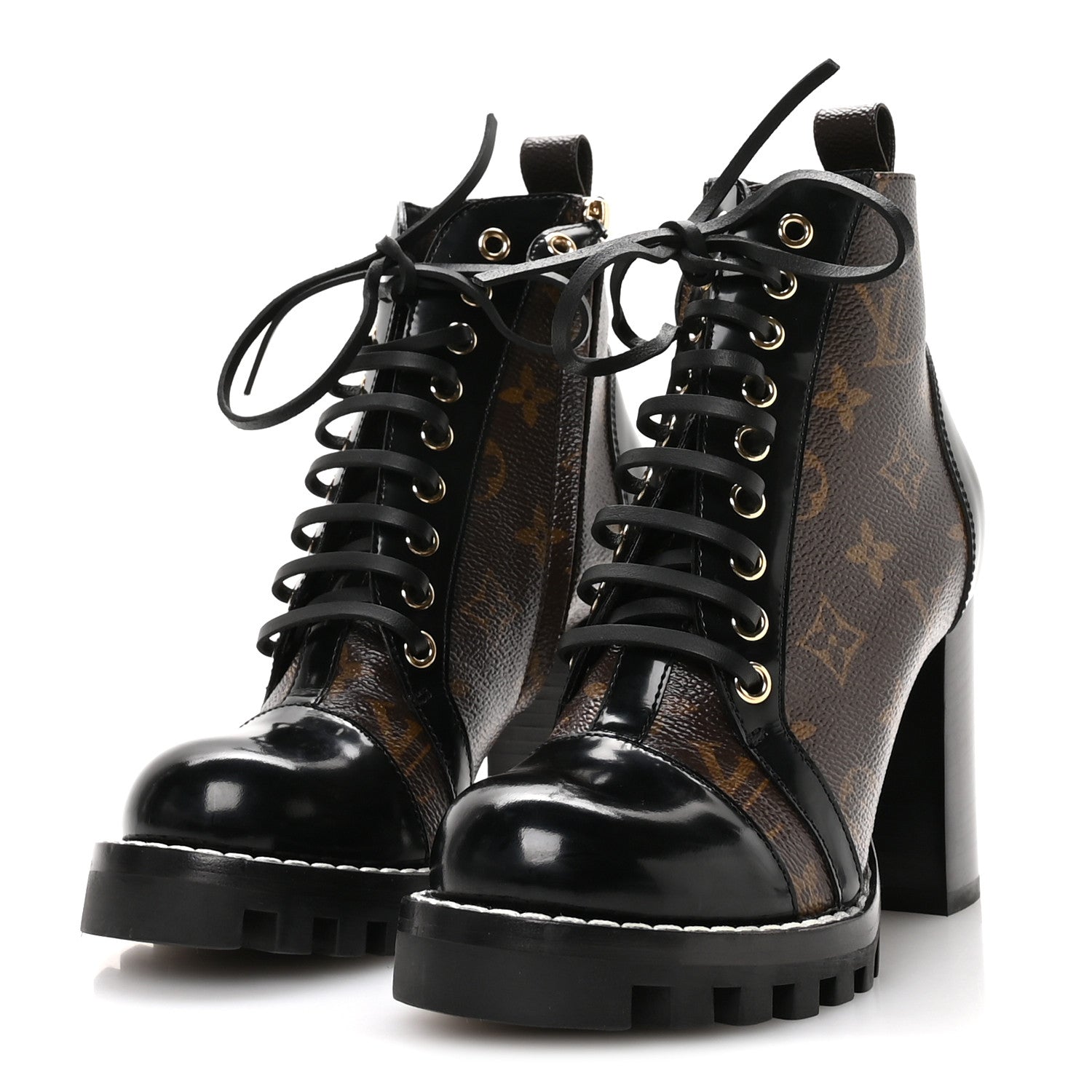 Louis Vuitton Patent Calfskin Monogram Star Trail Ankle Boots 35.5 Black 4 of 7