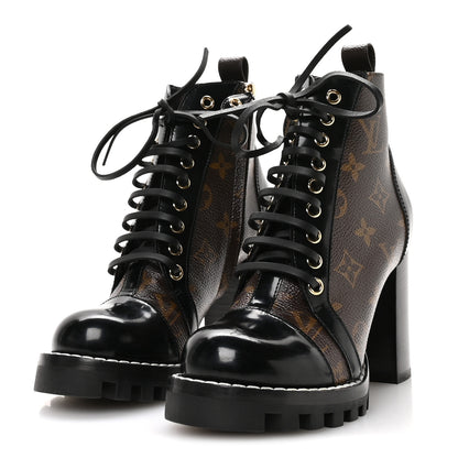 Louis Vuitton Patent Calfskin Monogram Star Trail Ankle Boots 35.5 Black 4 of 7