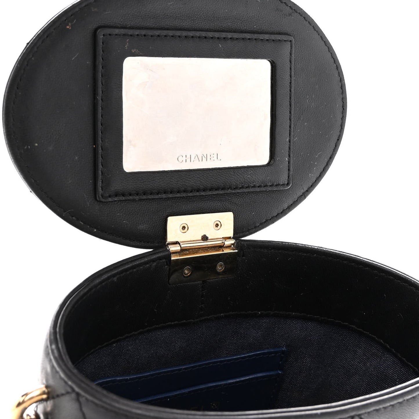 Lambskin Resin Elegant Chain Vanity Case Black