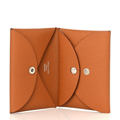 Hermes Epsom Calvi Duo Card Case Gold 5 of 9