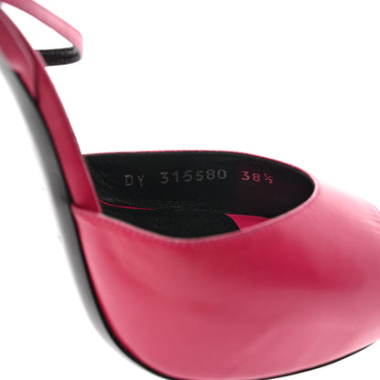 Saint Laurent Calfskin Tribute Lips Platform Sandals 38.5 Fuchsia 7 of 9