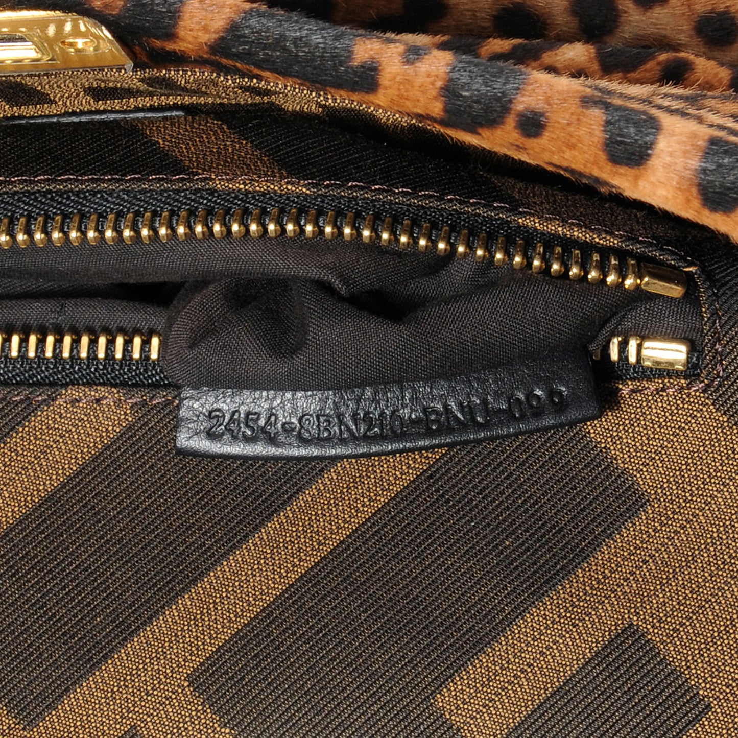 Calf Hair Leopard Print Zucca Large Peekaboo Iconic Satchel Tobacco