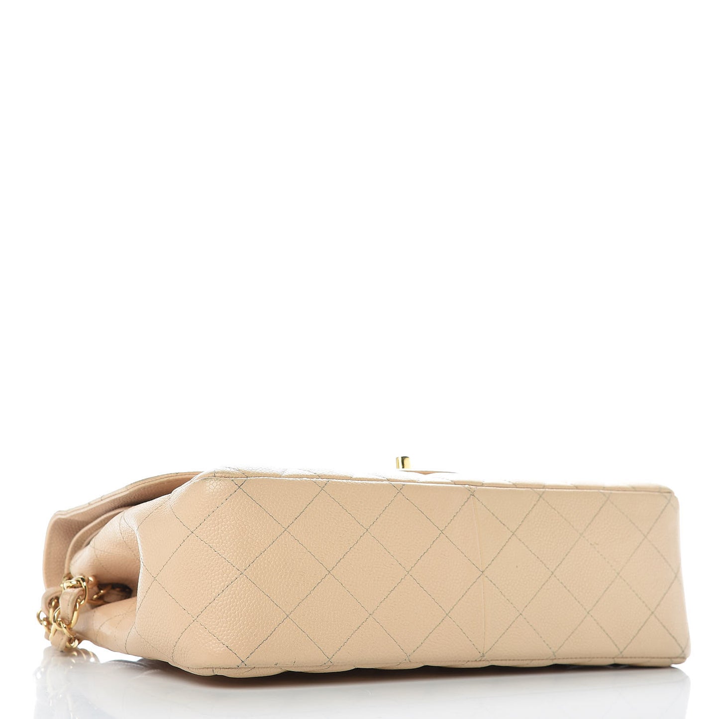 Caviar Quilted Jumbo Double Flap Beige Clair
