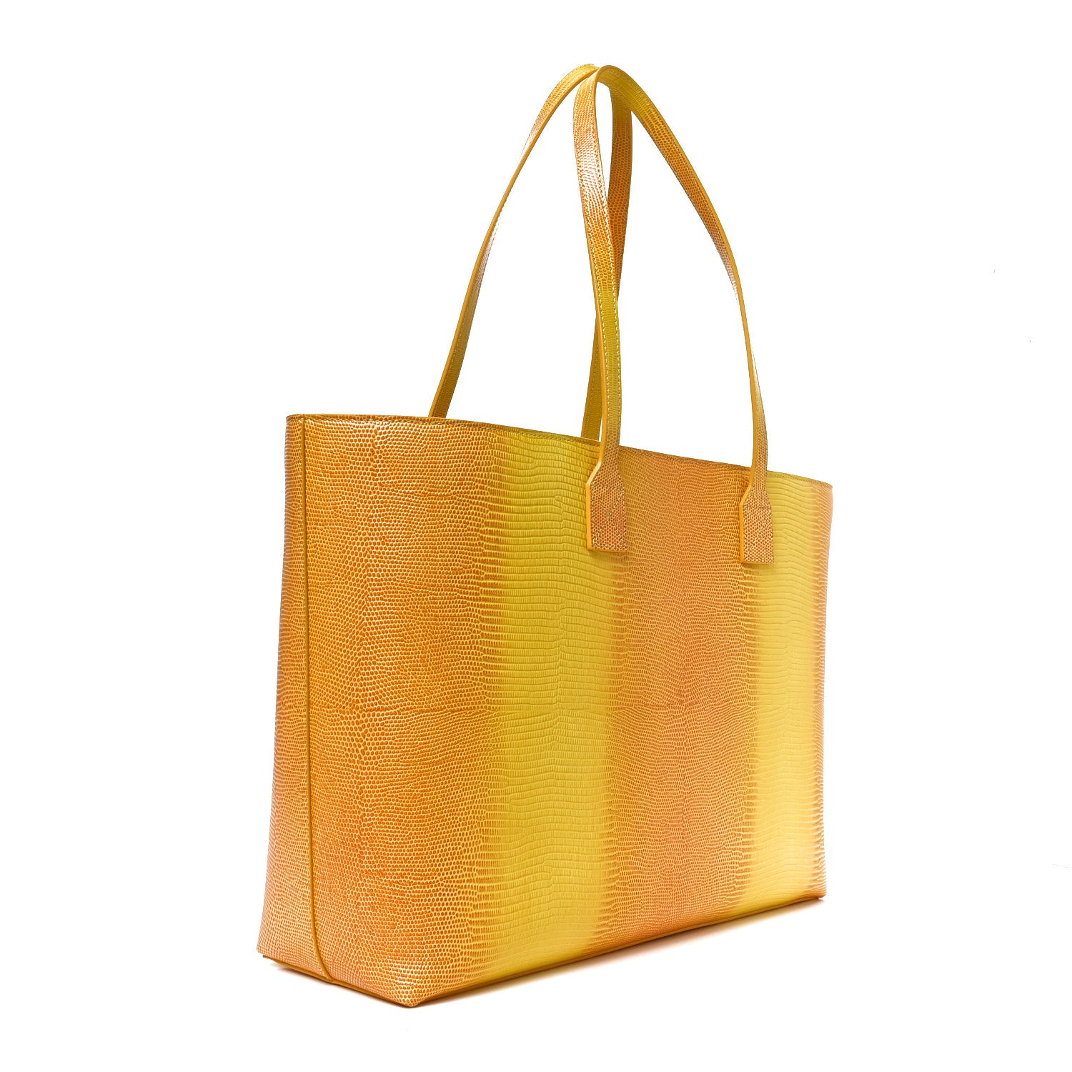 Burberry Calfskin Lizard Embossed Medium London Tote Marigold
