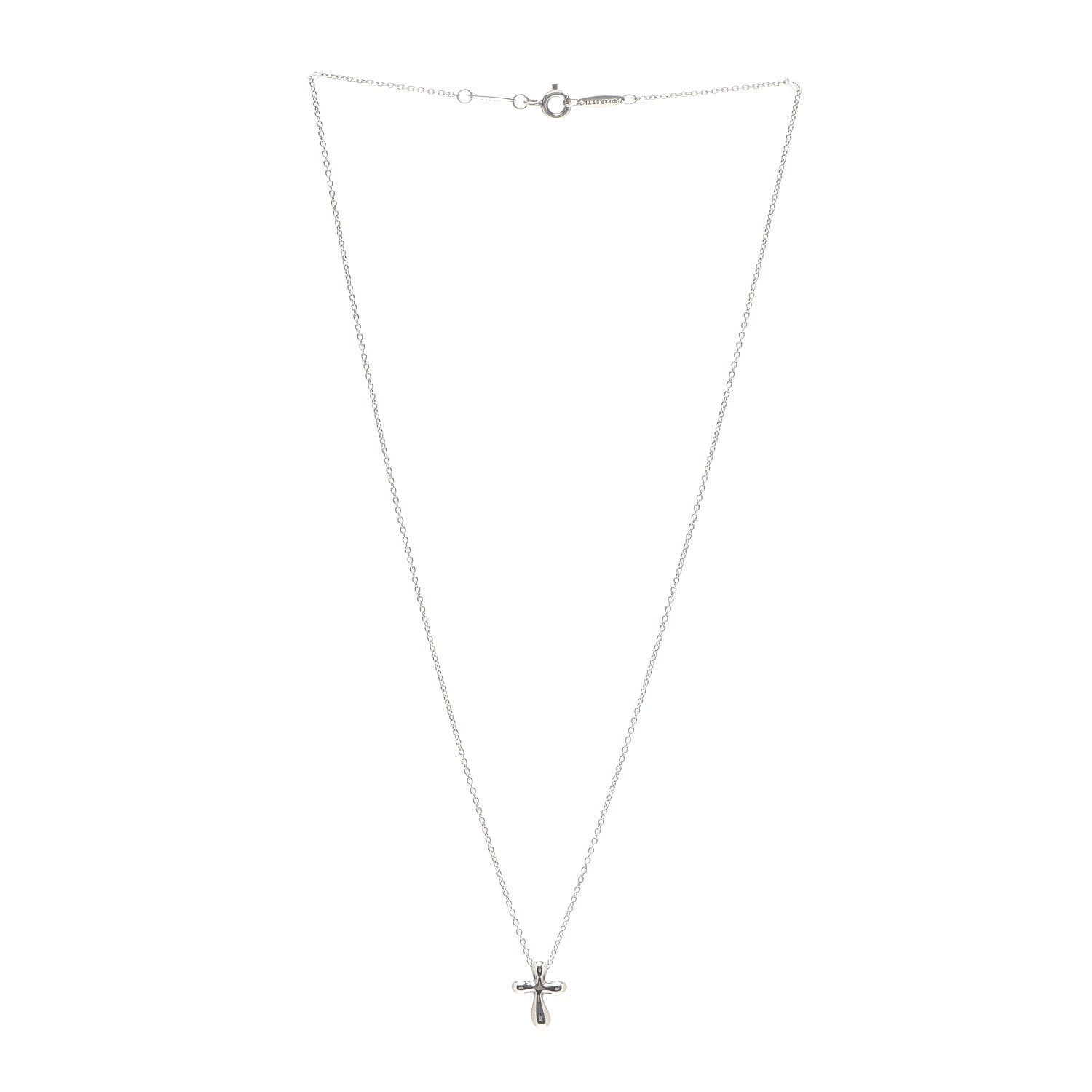 Tiffany Sterling Silver 12mm Elsa Peretti Cross Pendant Necklace 3 of 6