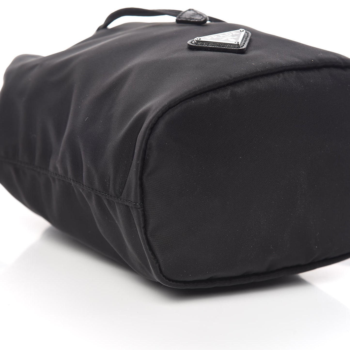 Saffiano Tessuto Nylon Vela Bucket Wristlet Black