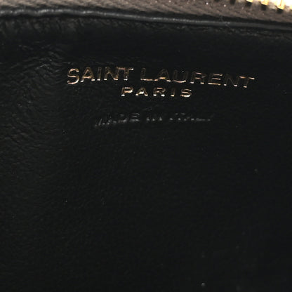 Saint Laurent Grain De Poudre Matelasse Chevron Monogram Fragments Zippered Card Case Pebble 7 of 8