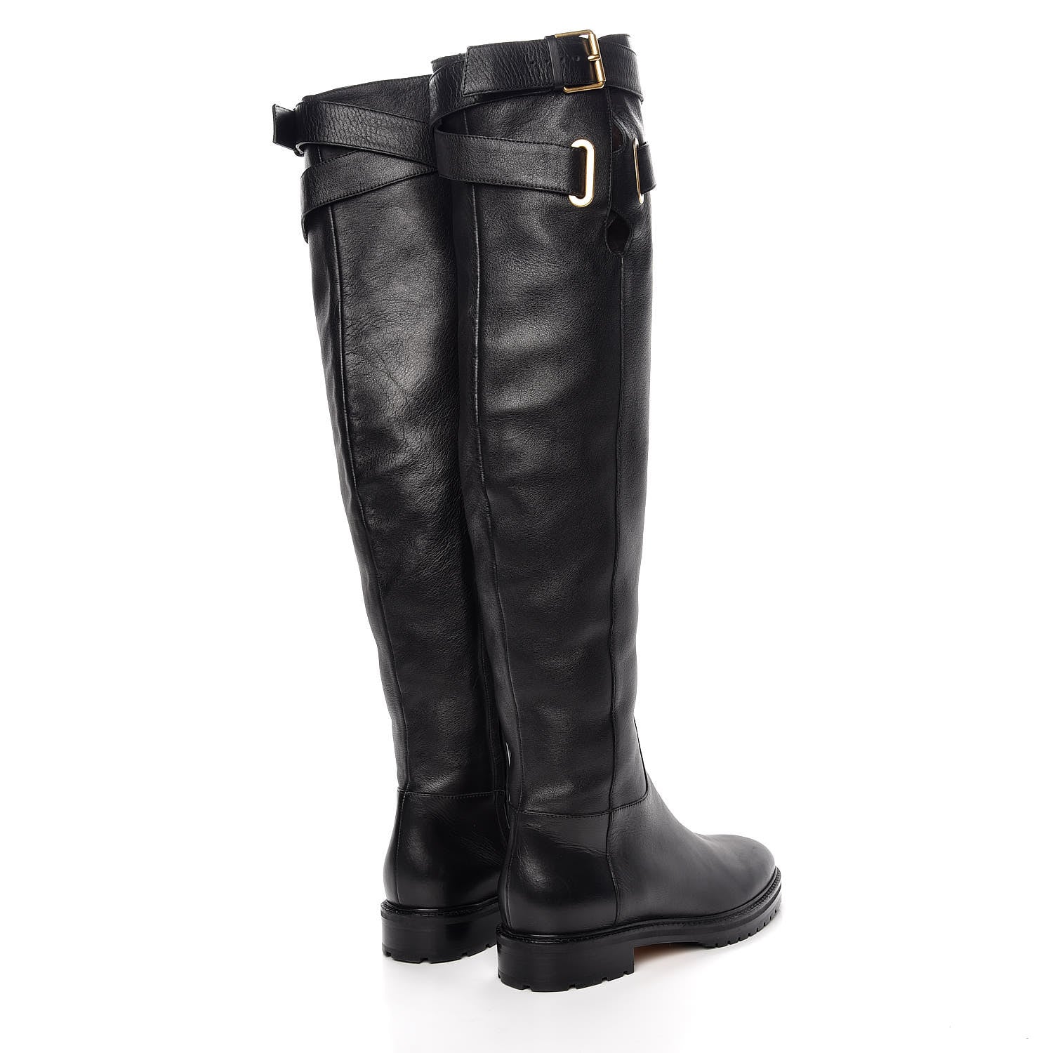 Valentino Garavani Calfskin Knee High Buckle Boots 41 Black 4 of 7