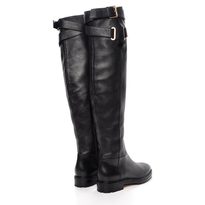 Valentino Garavani Calfskin Knee High Buckle Boots 41 Black 4 of 7