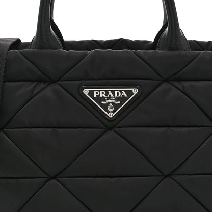 Prada Re-Nylon Nappa Triangle Quilted Padded Small Double Handled Zip Tote Black 8 of 10