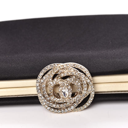 Chanel Satin Crystal Camellia Evening Frame Clutch Black 10 of 10