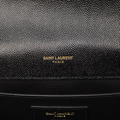 Saint Laurent Grain De Poudre Matelasse Chevron Medium Monogram Satchel Black 5 of 8