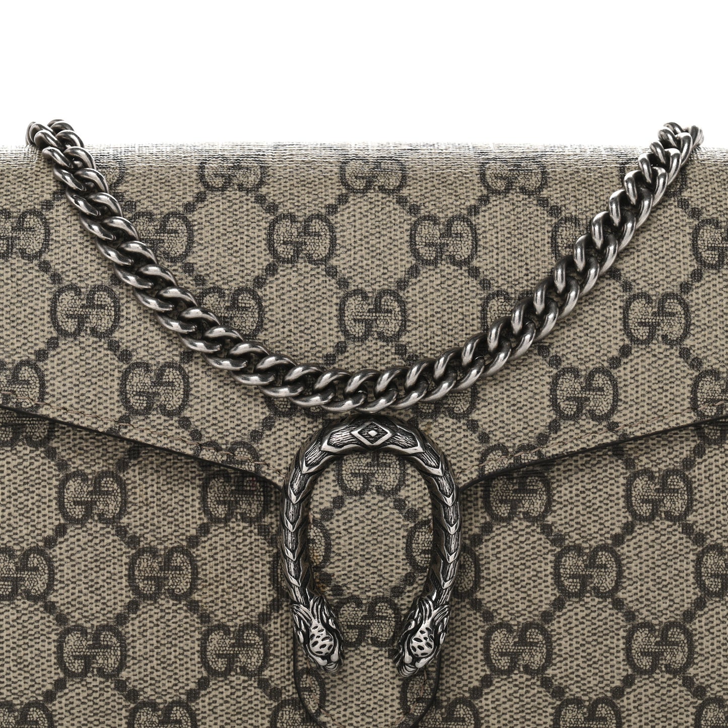 GG Supreme Monogram Mini Dionysus Chain Wallet Beige Taupe