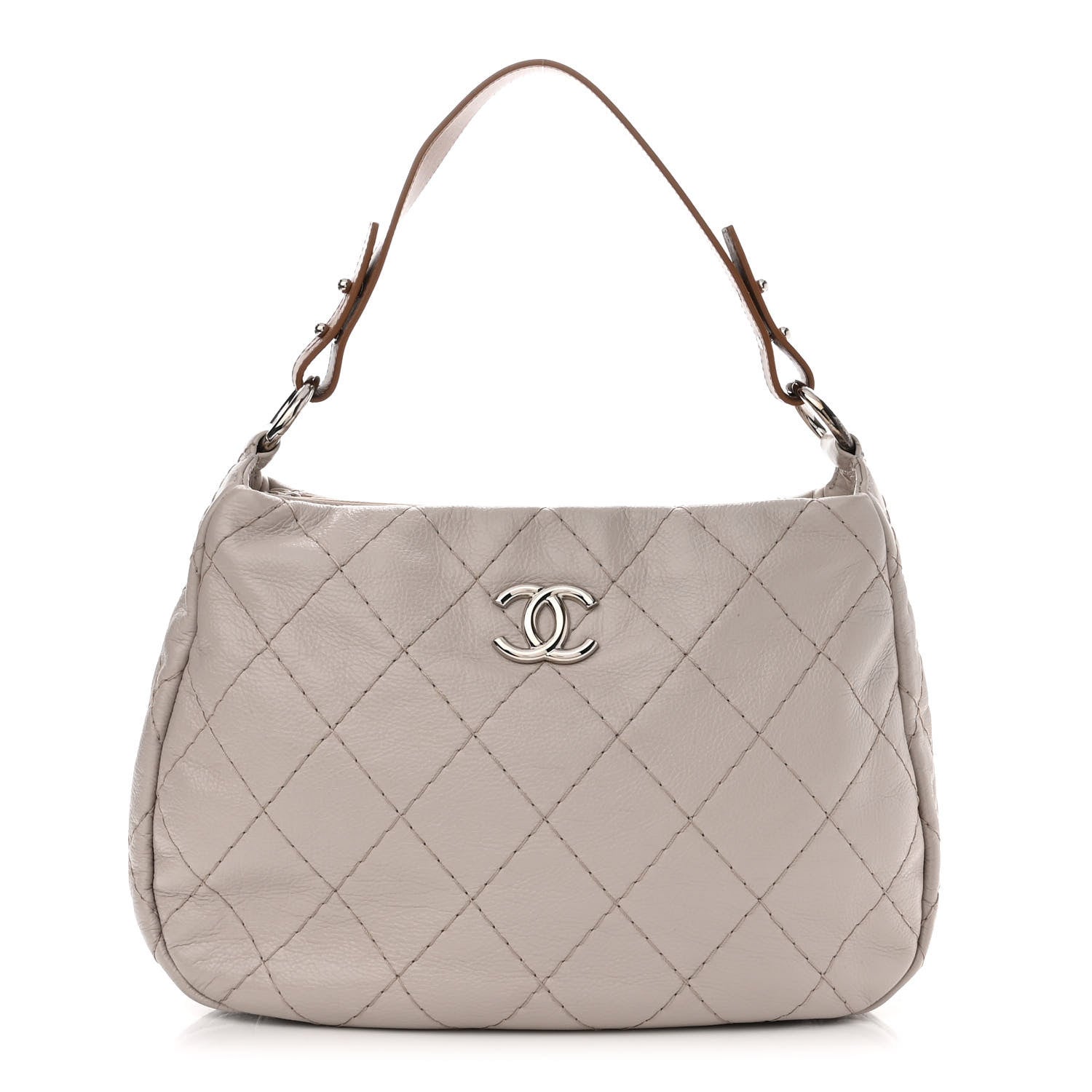 Chanel Glazed Calfskin On The Road Hobo Beige 1 of 11