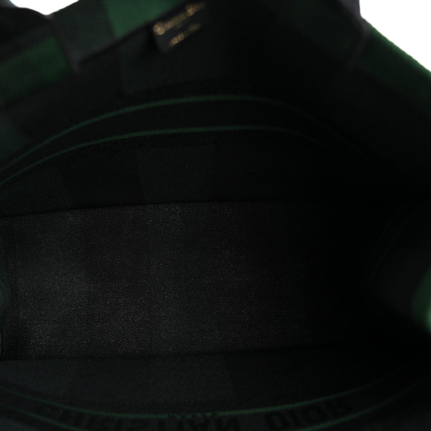 Canvas Embroidered Checkered Book Tote Black Green