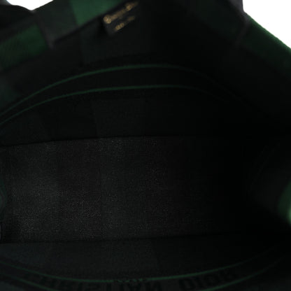 Christian Dior Canvas Embroidered Checkered Book Tote Black Green 5 of 12