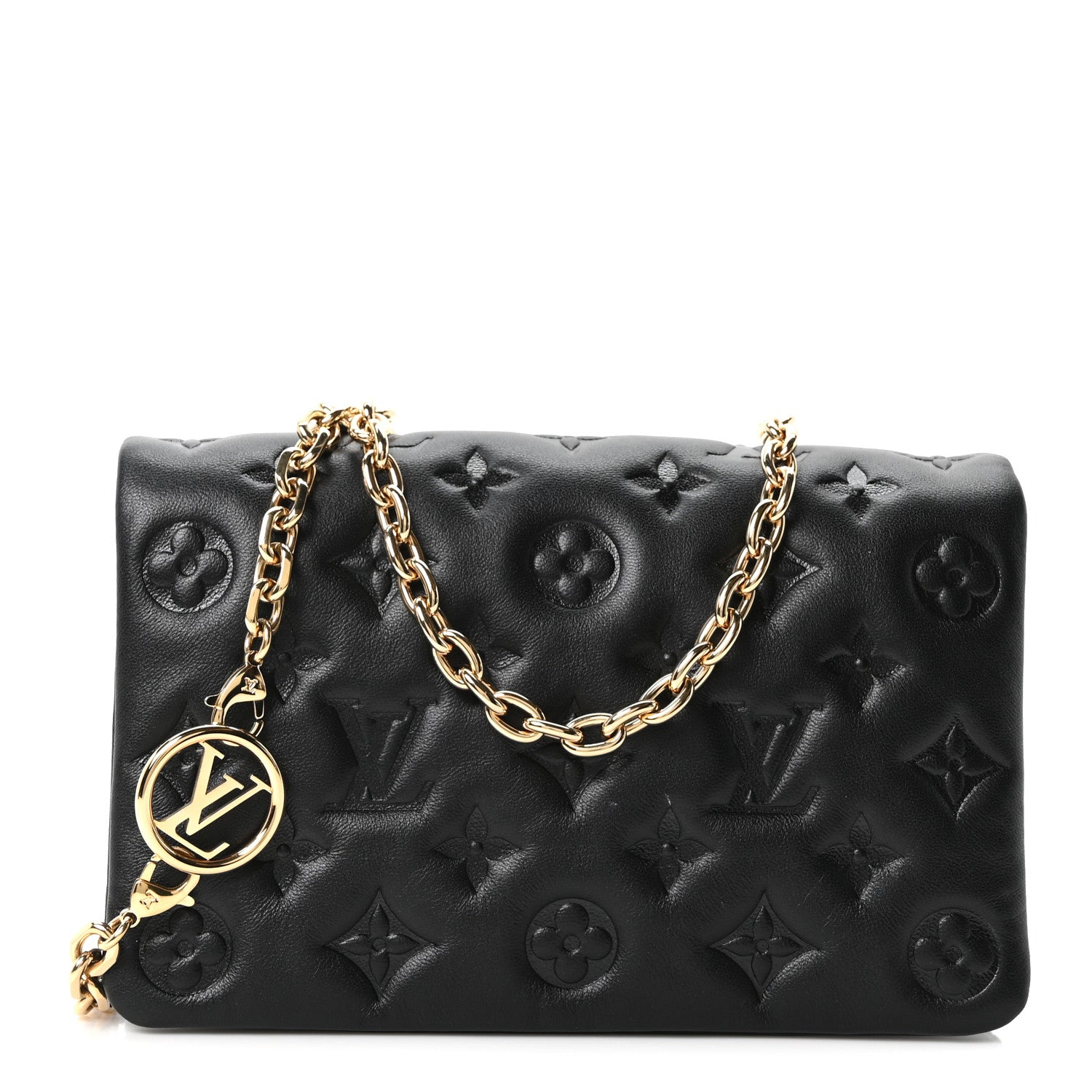 Louis Vuitton Lambskin Embossed Monogram Pochette Coussin Black 1 of 9