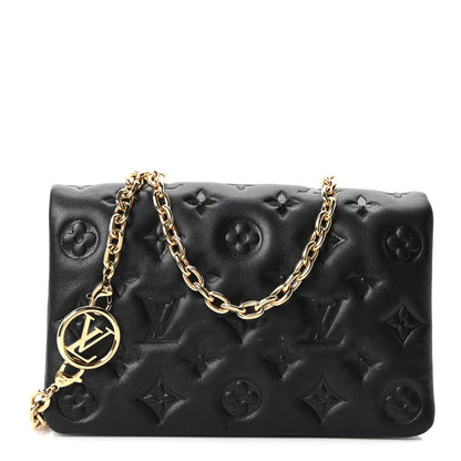 Louis Vuitton Lambskin Embossed Monogram Pochette Coussin Black 1 of 9